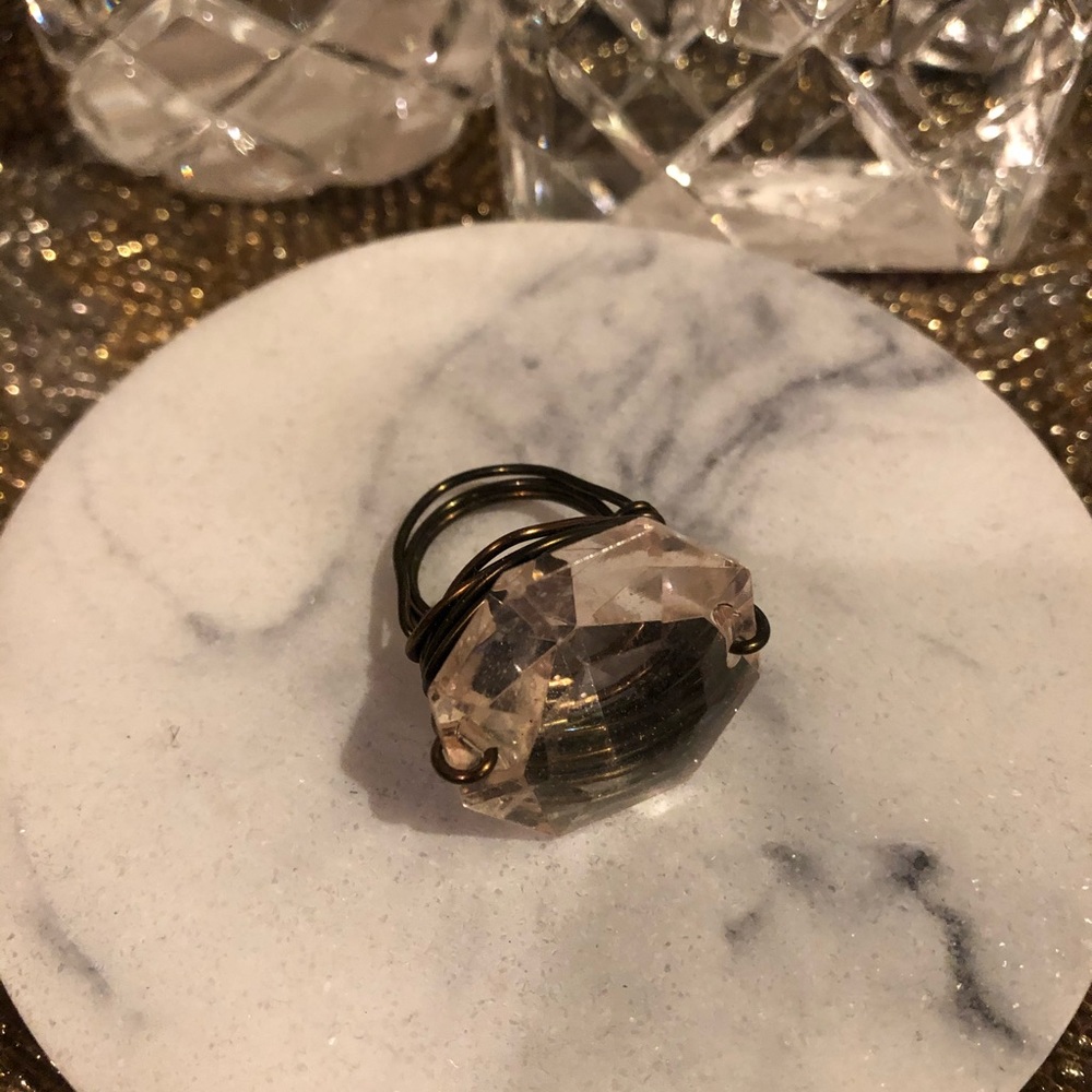 Dainty medium diamond like stone bling ring